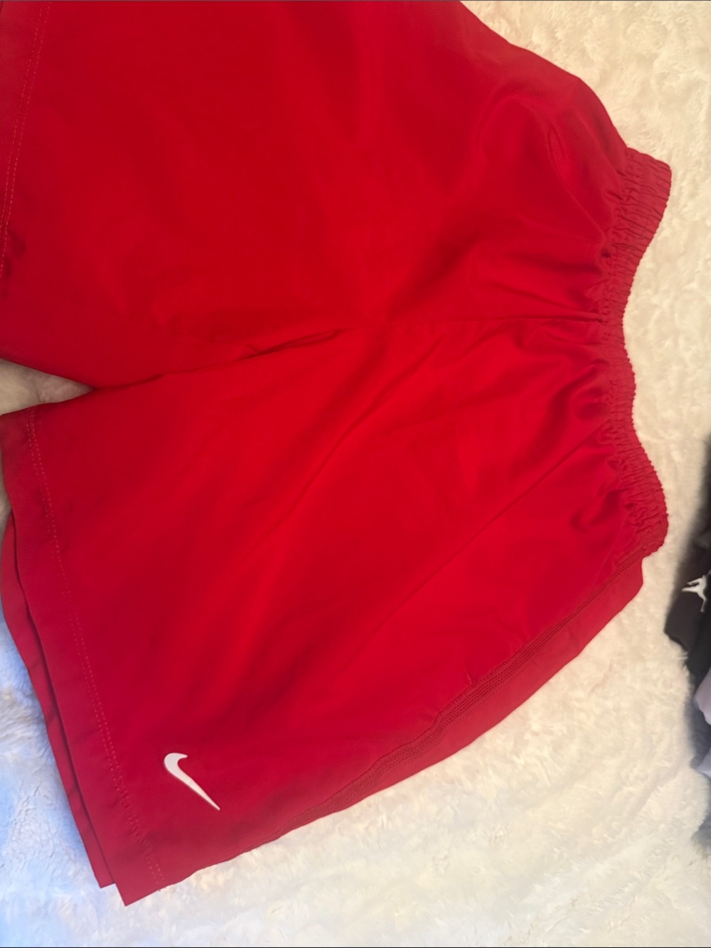 Nike Red Sport Shorts with White Swoosh